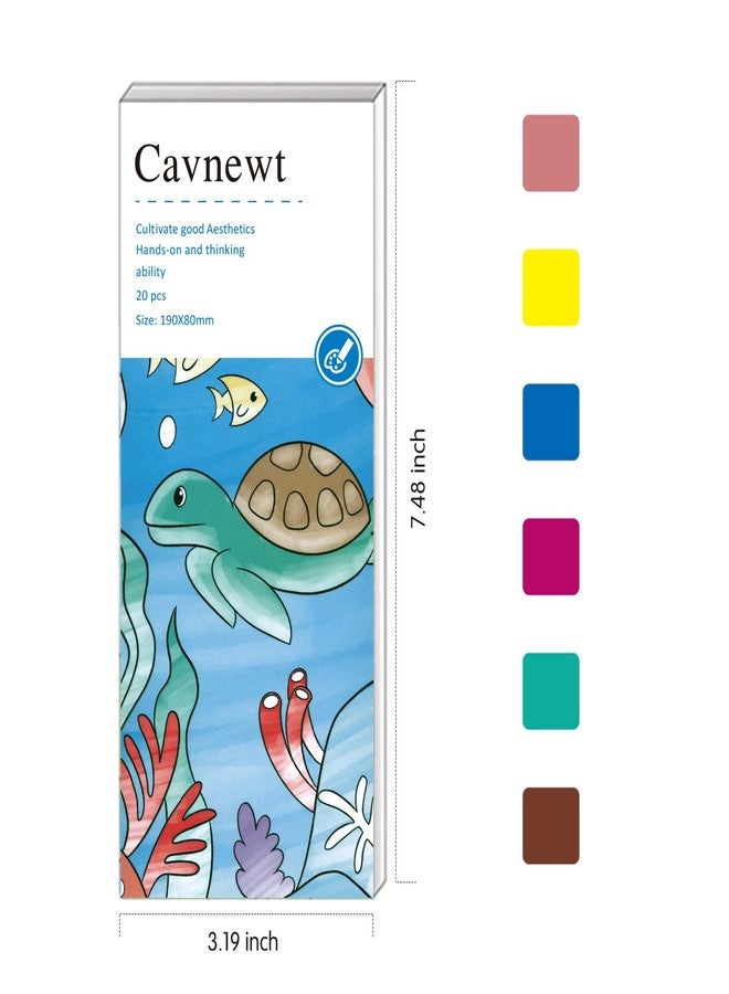 Cavnewt Pocket Watercolor Painting Book,21-Pages,Travel Paint Watercolor Coloring Book Set for Kids 3-8 Years Old,Boys and Girls Party Birthday Thank You Exchange Art Craft Gifts-Undersea World - Image 2